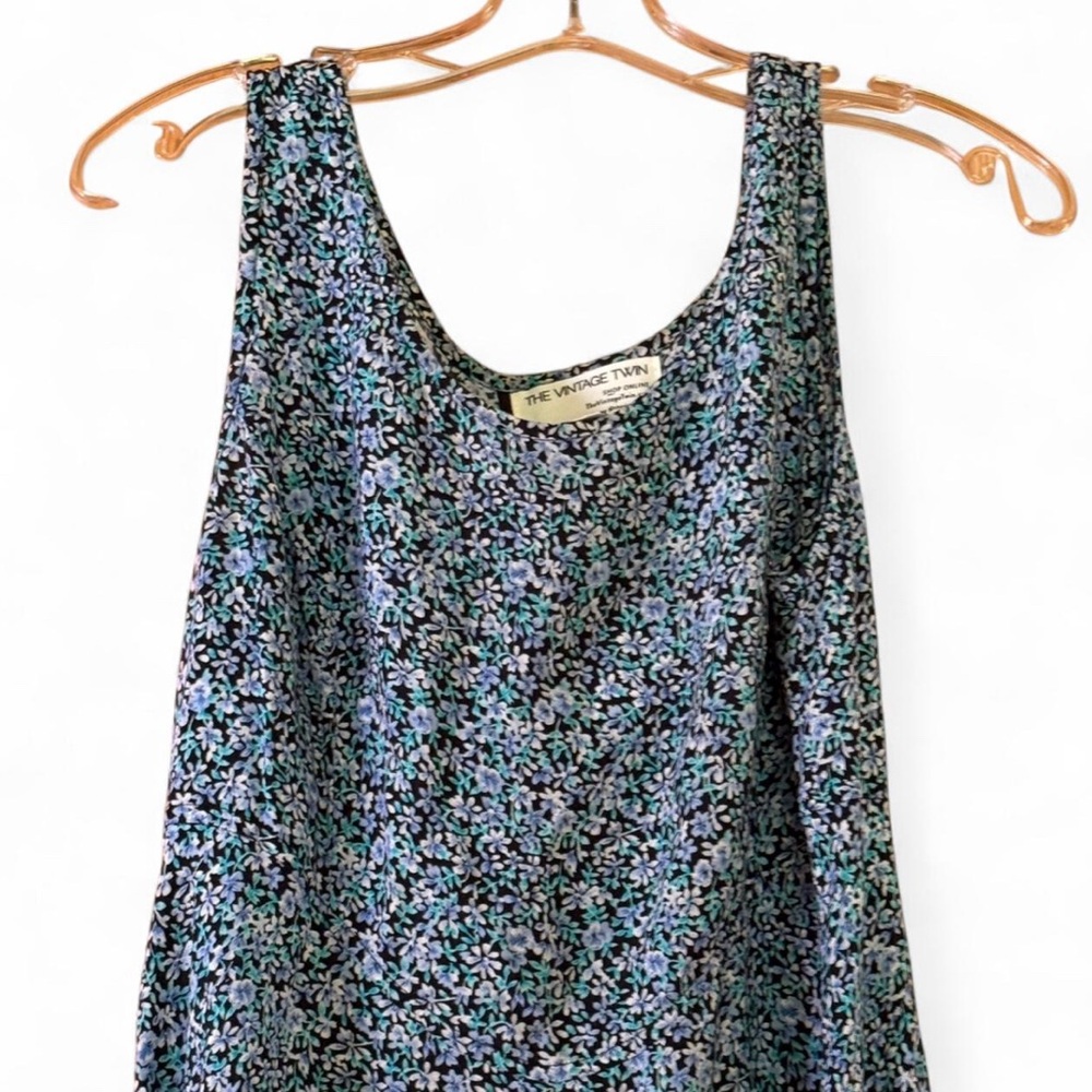 The Vintage Twin Floral blue and green Dress